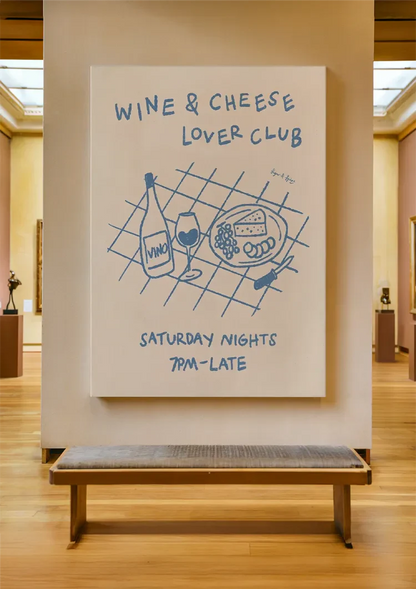 Wein- und Käseclub Retro-Illustrationsposter Gemälde