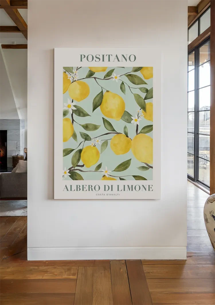 Positano Citroenboom Amalfikust Mediterraan Zomer Poster Schilderij