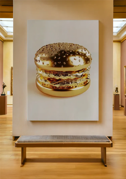Golden Hamburger Luxury Shiny Gold Digital Art Pop Art Painting