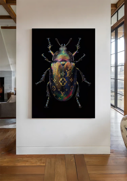 Louis Vuitton Multicolored Beetle Shiny Black Luxury Fashion Painting