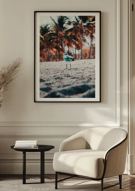 Strandvogel op het strand canvas schilderij aan de muur in de hal
