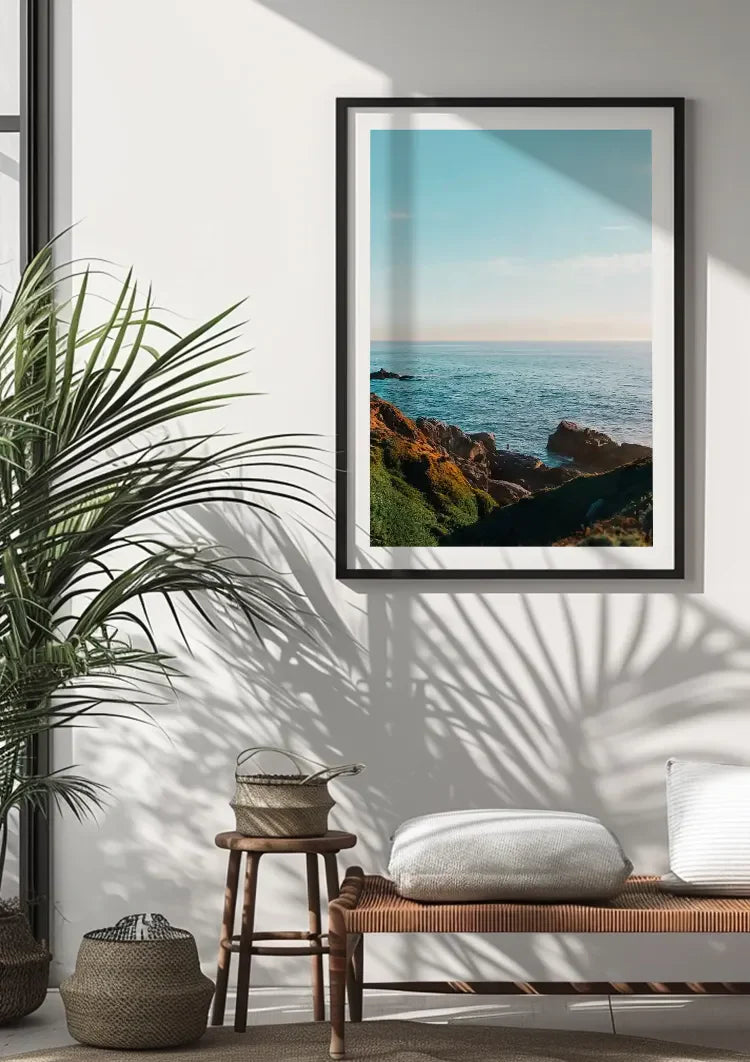 Calm Sea With Clear Blue Sky Minimalist Ocean Painting