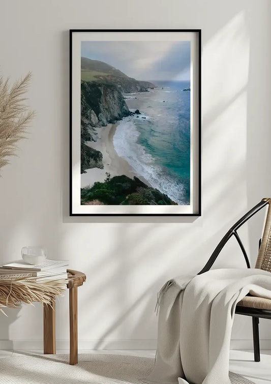 Dramatische Kliffen Aan Zee Met Verborgen Strand Kust Canvas Schilderij