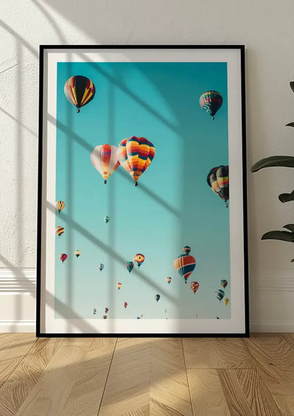 Farbenfrohe Heißluftballons Blauer Himmel Sommerhimmel Gemälde