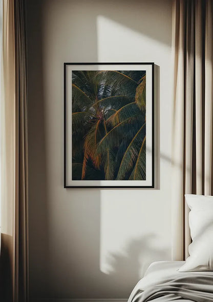 Palmenblatt Nahaufnahme Dunkel Tropisches Gemälde