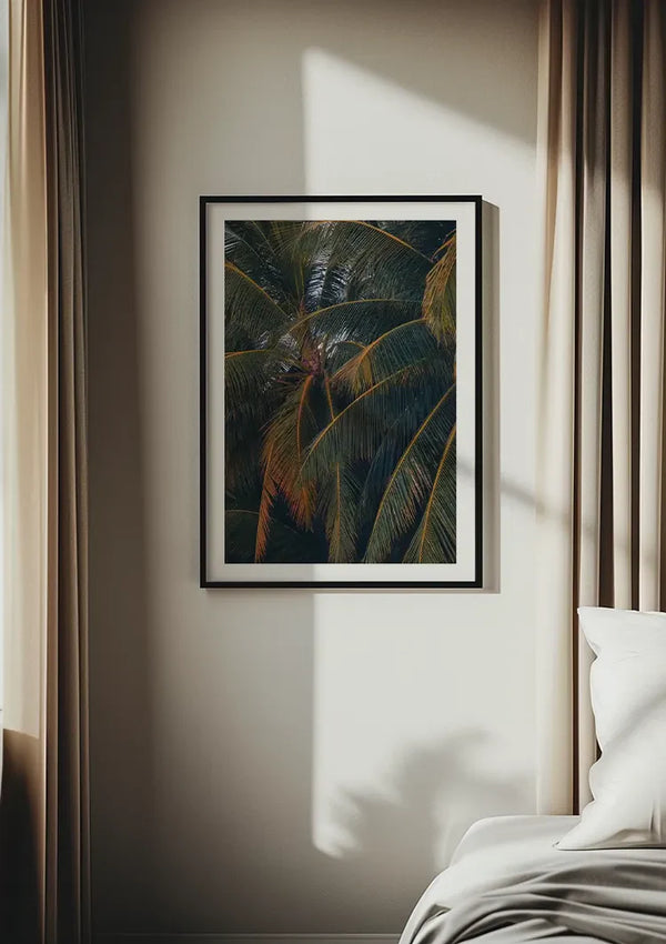 Palmenblatt Nahaufnahme Dunkel Tropisches Gemälde