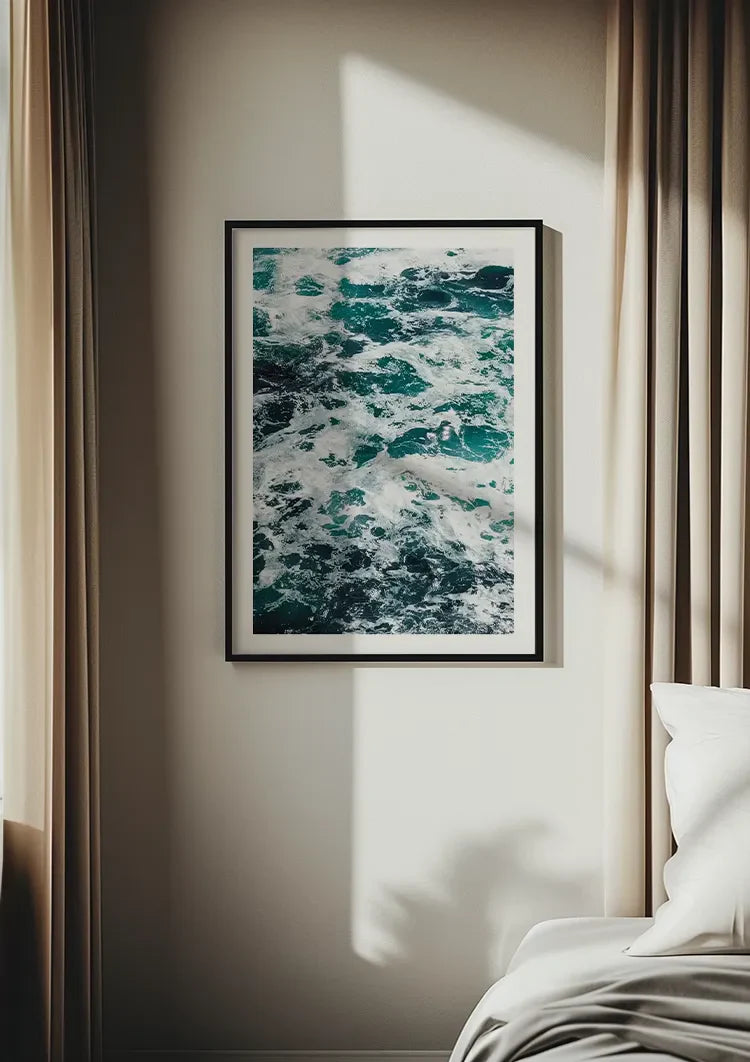Schuimende Zee Wilde Golven Turquoise Oceaan Zeegezicht Schilderij