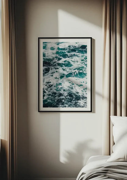 Schuimende Zee Wilde Golven Turquoise Oceaan Zeegezicht Schilderij