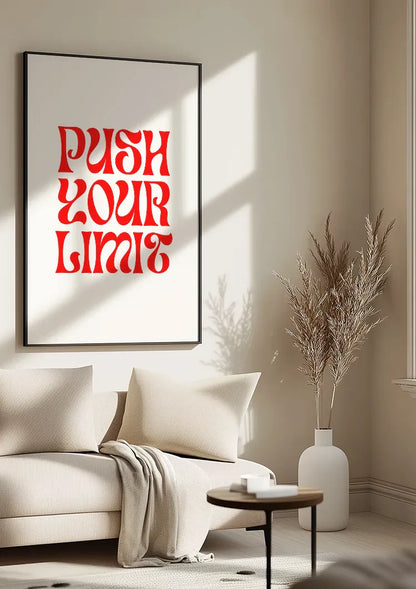 "Push Your Limit" Rot Verformte Typografie Motivation Weißer Hintergrund Gemälde