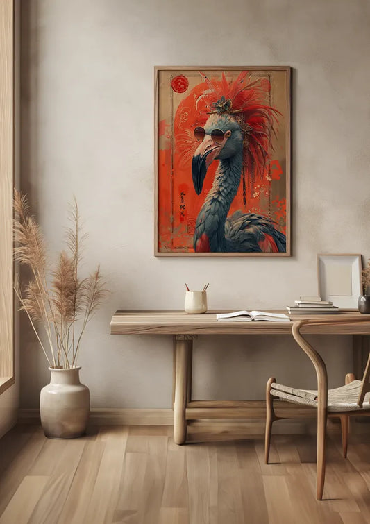 Flamboyante flamingo canvas schilderij siert de muur in de hal