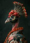Graceful Bird with Red Flowers Headdress Dark Portrait Painting
