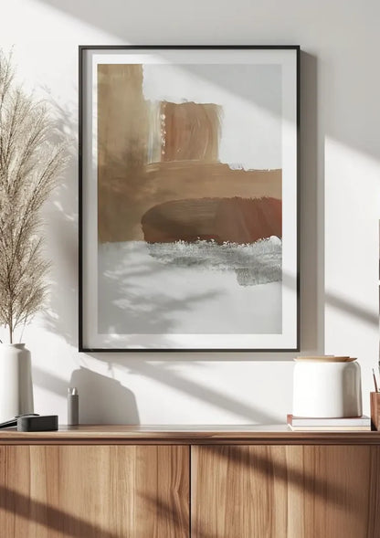 Abstract Overlappende Verfstreken Beige Bruin Terracotta Lichte Achtergrond Schilderij