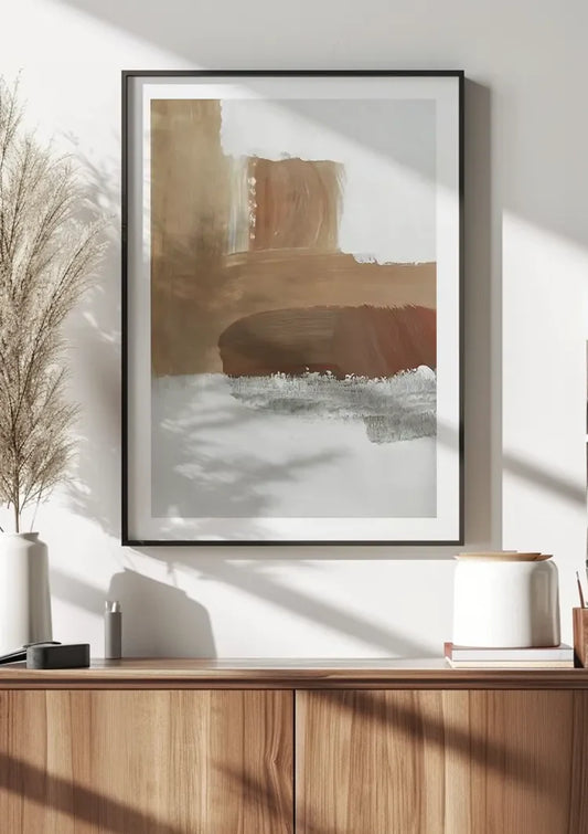 Abstract Overlapping Paint Strokes Beige Brown Terracotta Light Background Painting
