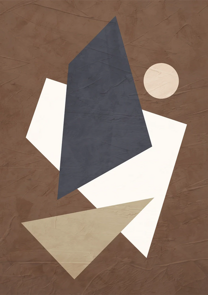 Abstrakte Geometrische Formen Blau Braun Beige Modernes Gemälde