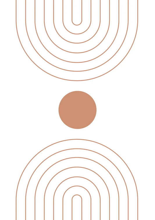 Terracotta cirkel met bogen canvas schilderij in terracotta, beige en bruin