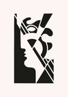 Abstract Portret Geometrische Vormen Zwart Wit Art Deco Stijl Schilderij