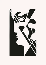Abstrakcyjny portret geometrycznych kształtów czarno-biały obraz na płótnie w stylu Art Deco