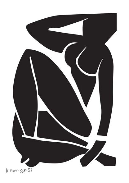 Matisse Vrouwelijk Silhouet Zwart Wit Vet Expressief Kunst Schilderij