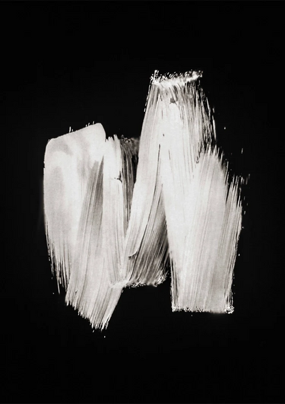 White Paint Strokes Black Abstract Expressive Gestural Art Painting