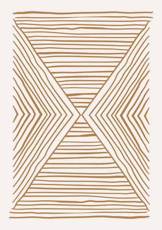 Diamantpatroon canvas schilderij in goud en beige, geometrische minimalistische stijl