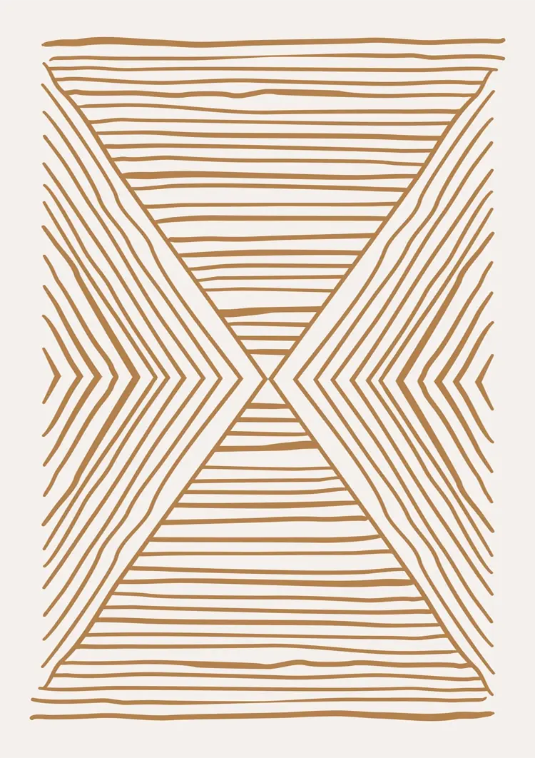 Horizontale Vertikale Linien Gold Beige Geometrisch Minimalistisch Kunst Gemälde
