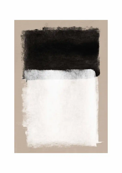 Abstract Color Blocks Black Beige White Expressive Minimalist Canvas Painting
