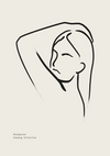 Frau Strichzeichnung Arm Hoch Elegant Minimalistisches Porträt Gemälde