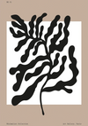 Zwarte Abstracte Bladvormen Beige Expressief Organisch Botanisch Kunst Schilderij
