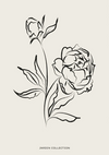 Jardin Collection Schwarze Rose Linienkunst Botanisches Minimalistisches Gemälde