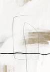 Beige horizontale Pinselstriche Schwarze Linien Abstrakt Minimalistisches Gemälde