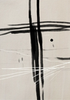 Black Cross Brushstrokes Beige Abstract Expressive Minimalist Art Painting