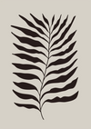 Schwarzer Farnblatt Botanische Illustration Beiger Hintergrund Gemälde
