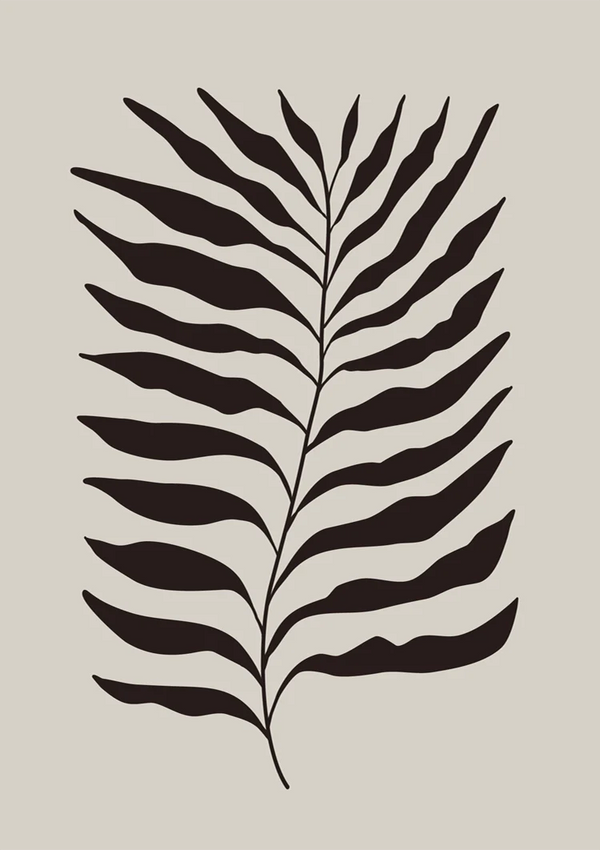 Schwarzer Farnblatt Botanische Illustration Beiger Hintergrund Gemälde