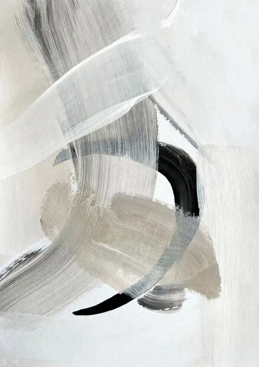 Abstrakte neutrale Pinselstriche Schwarz-Weiß expressionistisches Gemälde