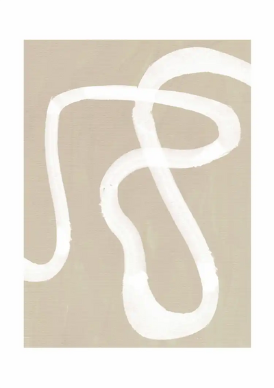 Weiß durchgehende Linie Abstrakte Komposition Beige Minimalistische Leinwandmalerei