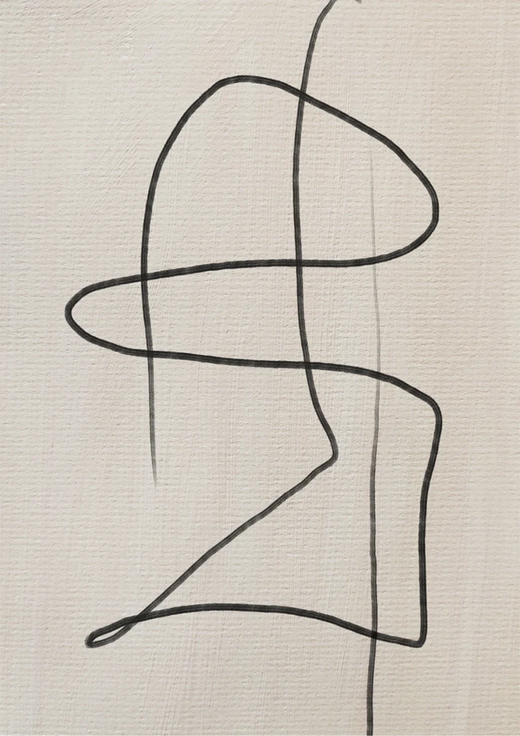 Fließende Linienkunst Abstrakt Beige Hintergrund Minimalistisches Gemälde