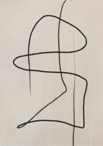 Fließende Linienkunst Abstrakt Beige Hintergrund Minimalistisches Gemälde