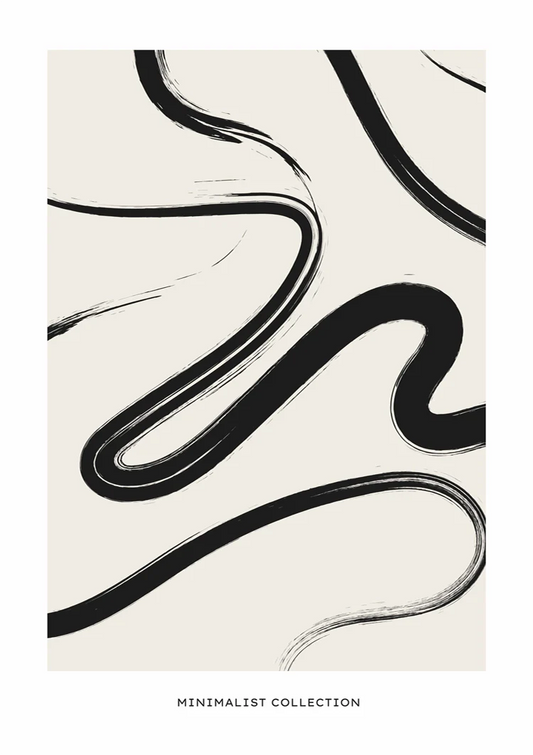 Abstracte zwarte lijnen canvas schilderij op een witte achtergrond