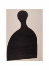 Schwarze Bauernfigur Silhouette Beiger Hintergrund Grafisches Minimalistisches Gemälde