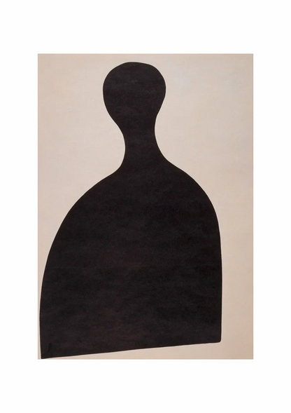 Schwarze Bauernfigur Silhouette Beiger Hintergrund Grafisches Minimalistisches Gemälde