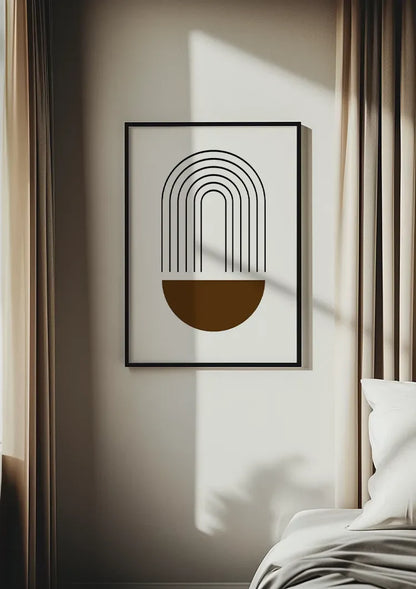 Abstracte Boog Geometrisch Bruin Wit Minimalistisch Modern Schilderij