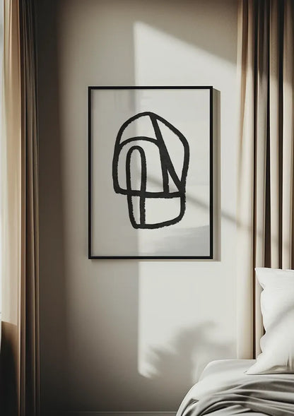 Abstrakte schwarze Pinselstrich-Illustration Figur Weiß Minimalistisches Gemälde