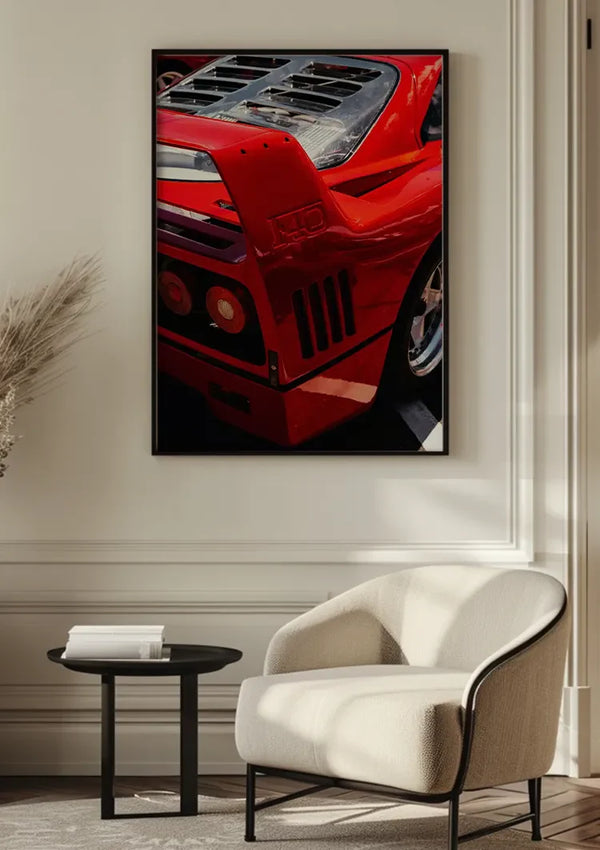 Ferrari F40 Rot Nahaufnahme Heck Lufteinlässe Ikonischer Supersportwagen Gemälde