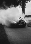 Mercedes AMG Burnout Dikke Rook Zwart Wit Dramatisch Straatfotografie Schilderij