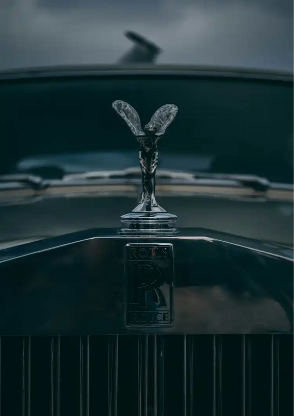 Rolls Royce Spirit of Ecstasy Emblem Hood Ornament Cloudy Sky Painting