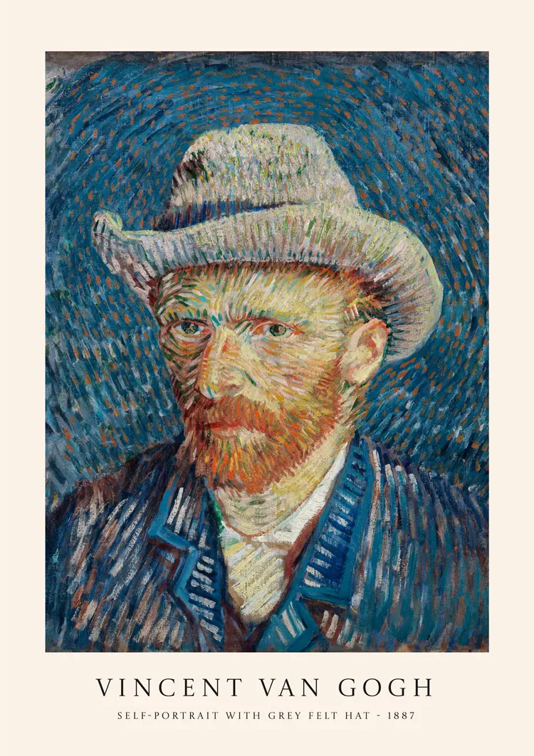 Van Gogh Zelfportret Grijze Vilten Hoed 1887 Schilderij
