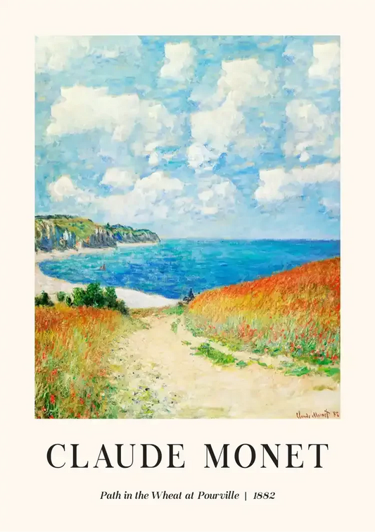 Claude Monet canvas schilderij met een pad door het tarweveld bij Pourville aan zee