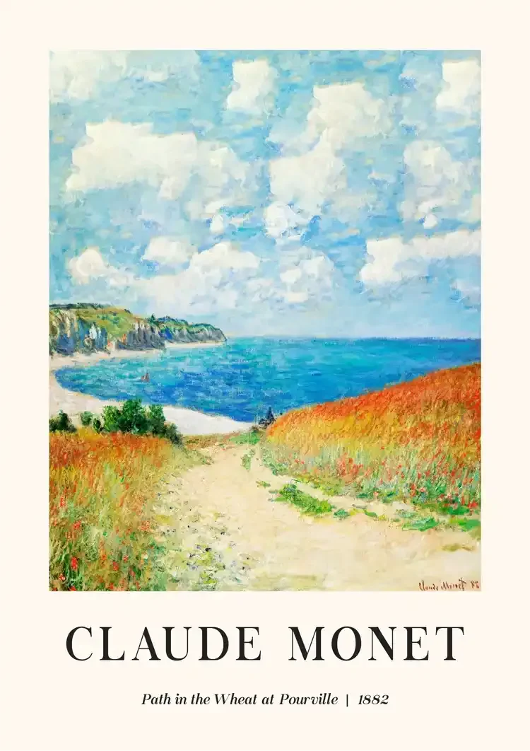 Claude Monet Pad door het Tarweveld bij Pourville Kustlandschap Schilderij