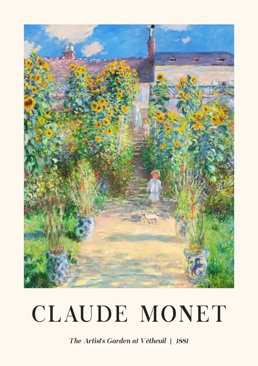 Monet tuin canvas schilderij met het tuinpad en bloemen in Vétheuil