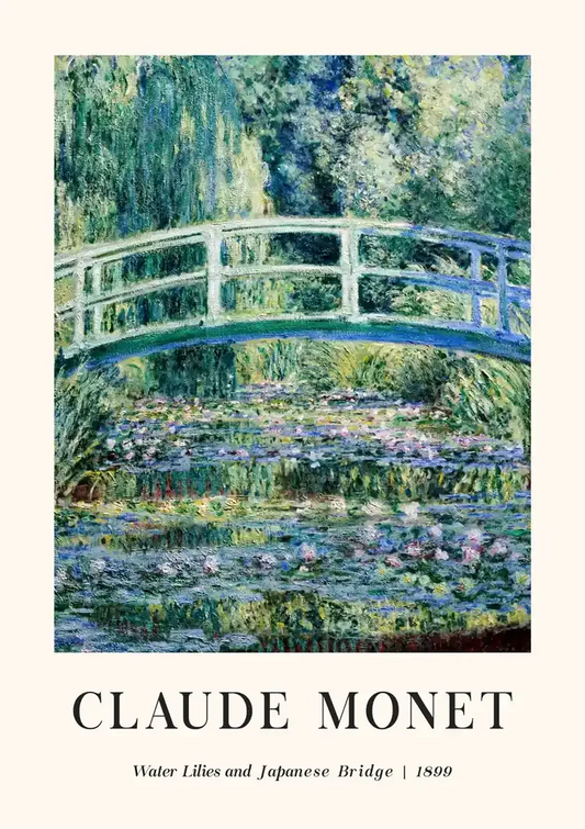 Monet waterlelies canvas schilderij met de Japanse brug over de vijver